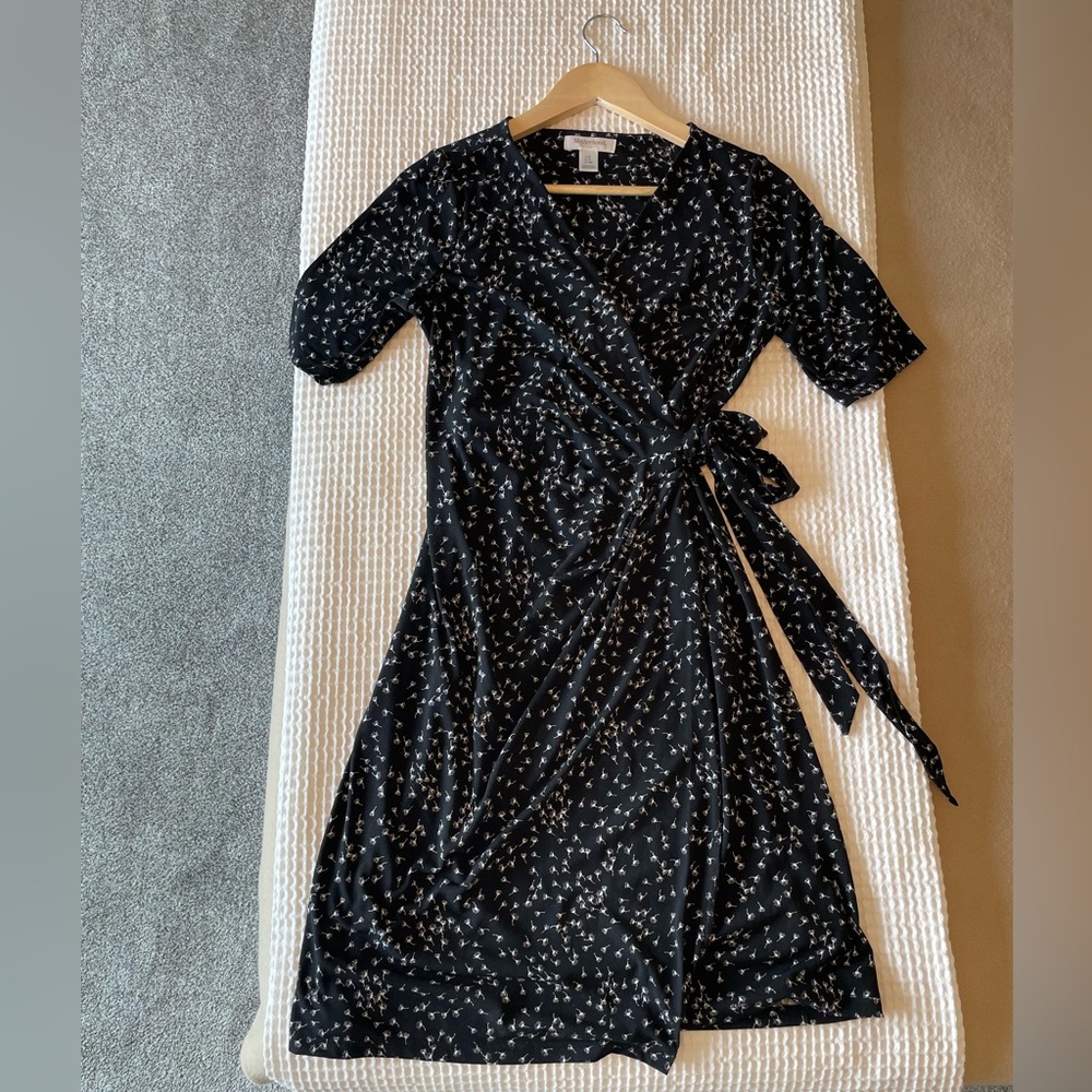 Motherhood Maternity Black and White Floral Midi Dress